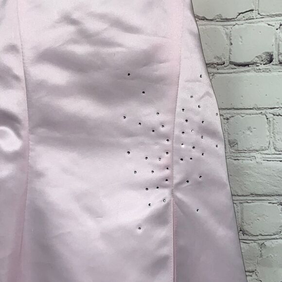 Pink Satin Formal Flower Girl Dress Rhinestone Lace Up Party 2pc Shawl Wedding - Picture 5 of 11